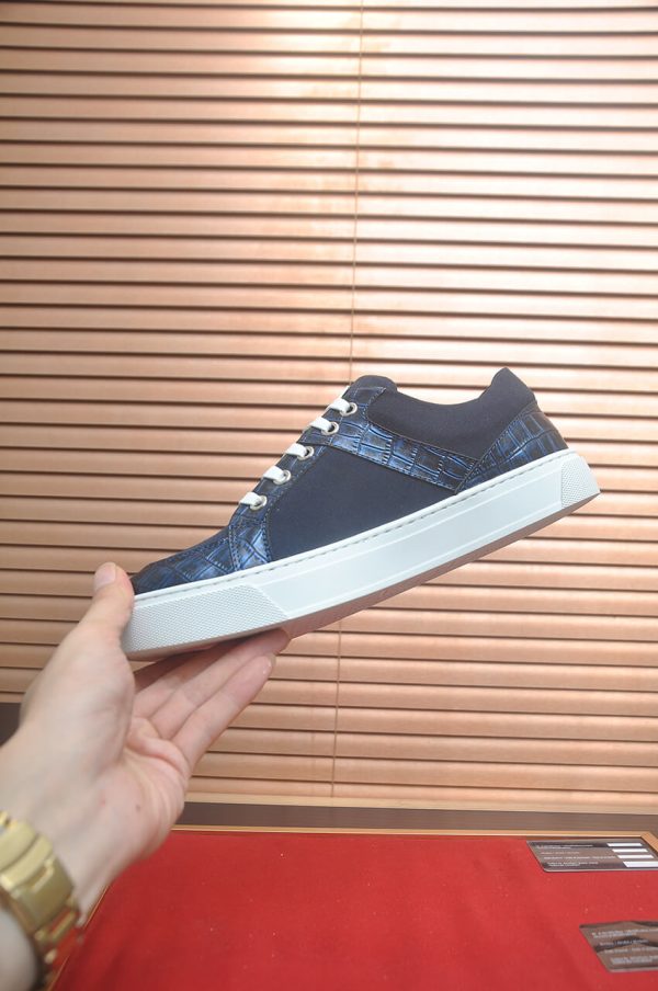Philipp Plein Croc-Embossed Hexagon Low-Top Sneaker – Navy Blue