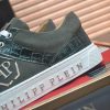 Philipp Plein Croc-Embossed Hexagon Low-Top Sneaker – Olive & Metallic Green