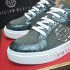 Philipp Plein Croc-Embossed Hexagon Low-Top Sneaker – Olive & Metallic Green