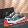 Philipp Plein Croc-Embossed Hexagon Low-Top Sneaker – Olive & Metallic Green