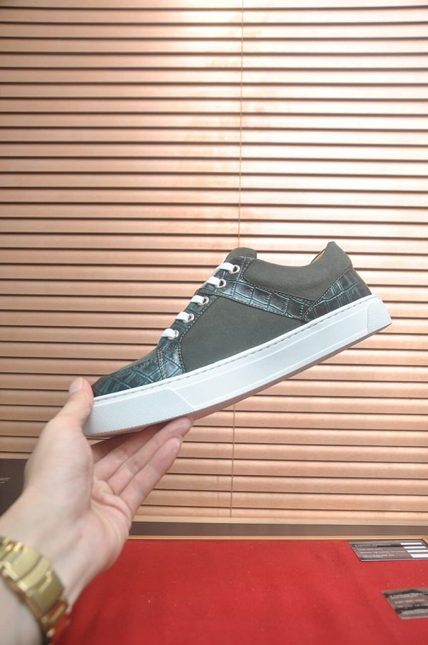 Philipp Plein Croc-Embossed Hexagon Low-Top Sneaker – Olive & Metallic Green
