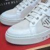 Philipp Plein Croc-Embossed Hexagon Low-Top Sneaker – White