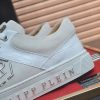 Philipp Plein Croc-Embossed Hexagon Low-Top Sneaker – White