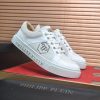 Philipp Plein Croc-Embossed Hexagon Low-Top Sneaker – White