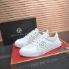 Philipp Plein Croc-Embossed Hexagon Low-Top Sneaker – White