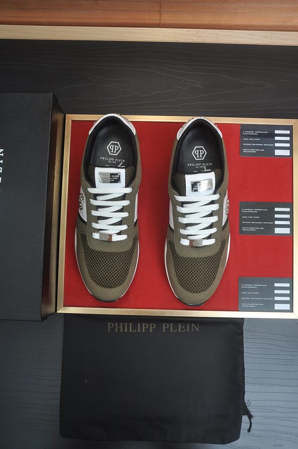 Philipp Plein Hexagon Runner Sneaker – Olive Green & White