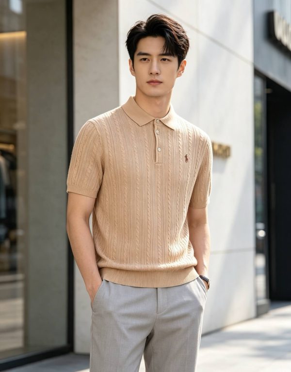 Polo Ralph Lauren Cable-Knit Cotton Polo-Collar Sweater- Beige (2) Polo Ralph Lauren Cable-Knit Cotton Polo-Collar Sweater- Beige