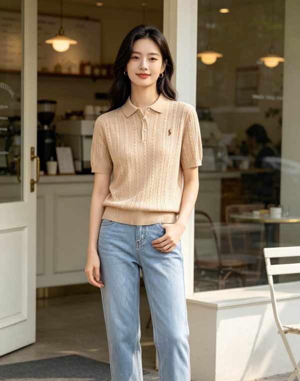 Polo Ralph Lauren Cable-Knit Cotton Polo-Collar Sweater- Beige (3) Polo Ralph Lauren Cable-Knit Cotton Polo-Collar Sweater- Beige