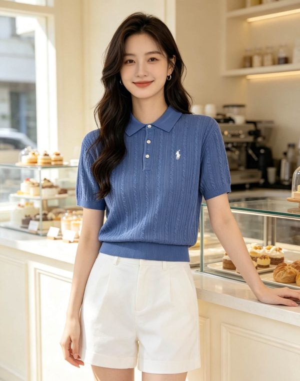Polo Ralph Lauren Cable-Knit Cotton Polo-Collar Sweater- Blue (1) Polo Ralph Lauren Cable-Knit Cotton Polo-Collar Sweater- Blue