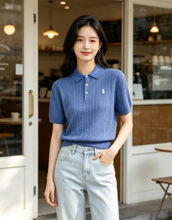 Polo Ralph Lauren Cable-Knit Cotton Polo-Collar Sweater- Blue (2) Polo Ralph Lauren Cable-Knit Cotton Polo-Collar Sweater- Blue
