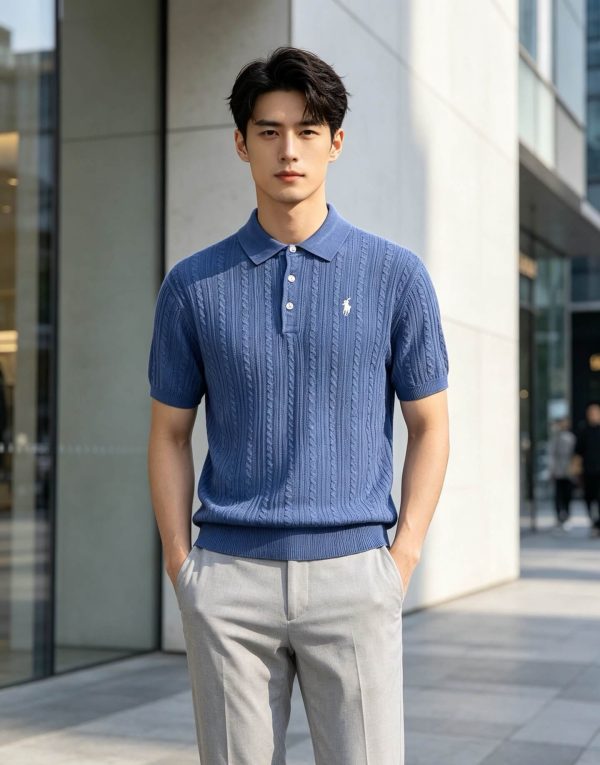 Polo Ralph Lauren Cable-Knit Cotton Polo-Collar Sweater- Blue (3) Polo Ralph Lauren Cable-Knit Cotton Polo-Collar Sweater- Blue