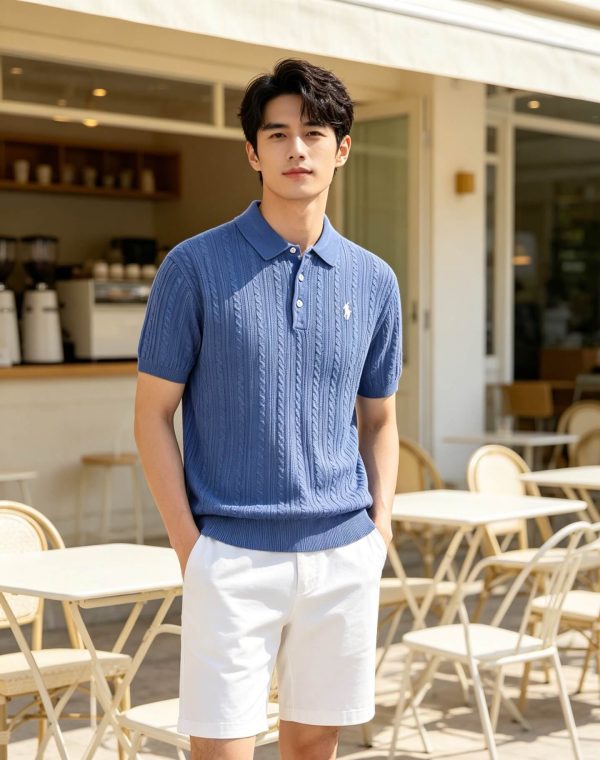 Polo Ralph Lauren Cable-Knit Cotton Polo-Collar Sweater- Blue (6) Polo Ralph Lauren Cable-Knit Cotton Polo-Collar Sweater- Blue