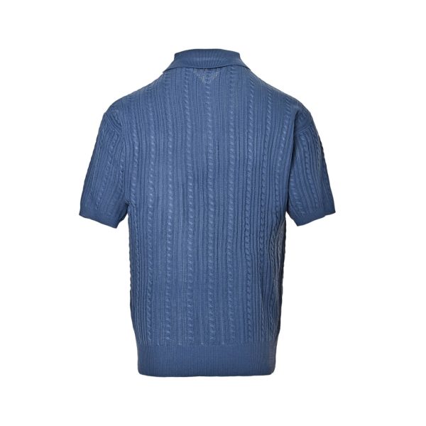 Polo Ralph Lauren Cable-Knit Cotton Polo-Collar Sweater- Blue (7) Polo Ralph Lauren Cable-Knit Cotton Polo-Collar Sweater- Blue
