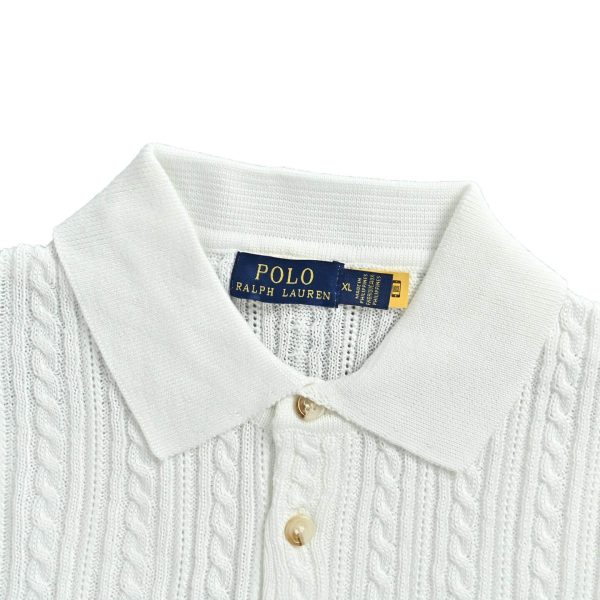 Polo Ralph Lauren Cable-Knit Cotton Polo-Collar Sweater- White (7) Polo Ralph Lauren Cable-Knit Cotton Polo-Collar Sweater- White