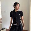 Polo Ralph Lauren Cable-Knit Cotton Short-Sleeve Cardigan- Black (1) Polo Ralph Lauren Cable-Knit Cotton Short-Sleeve Cardigan- Black
