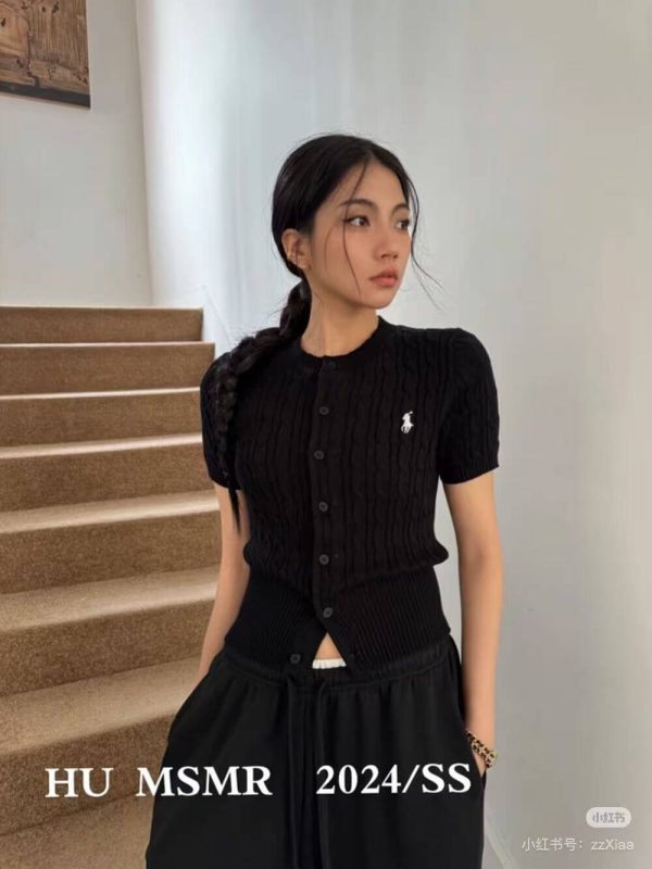 Polo Ralph Lauren Cable-Knit Cotton Short-Sleeve Cardigan- Black (2) Polo Ralph Lauren Cable-Knit Cotton Short-Sleeve Cardigan- Black