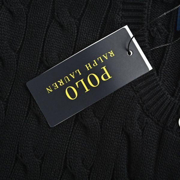 Polo Ralph Lauren Cable-Knit Cotton Short-Sleeve Cardigan- Black (5) Polo Ralph Lauren Cable-Knit Cotton Short-Sleeve Cardigan- Black