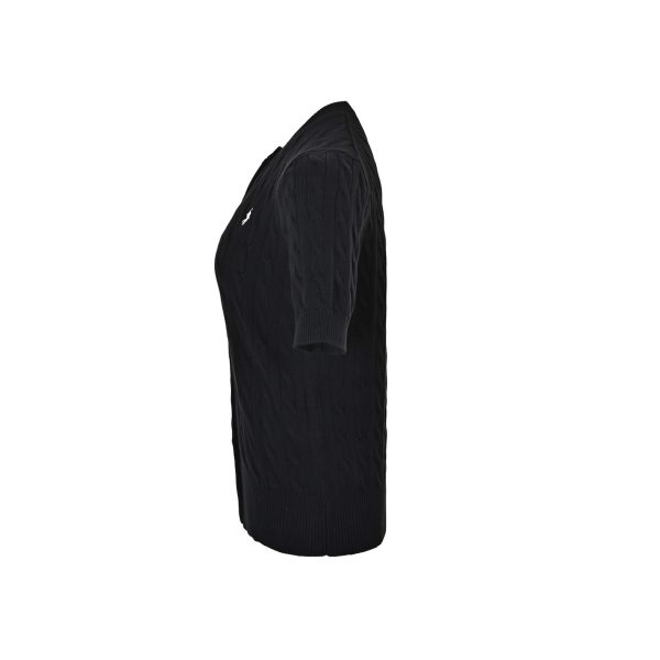 Polo Ralph Lauren Cable-Knit Cotton Short-Sleeve Cardigan- Black (8) Polo Ralph Lauren Cable-Knit Cotton Short-Sleeve Cardigan- Black