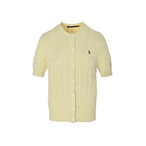 Polo Ralph Lauren Cable-Knit Cotton Short-Sleeve Cardigan- Cream (7) Polo Ralph Lauren Cable-Knit Cotton Short-Sleeve Cardigan- Cream