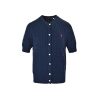 Polo Ralph Lauren Cable-Knit Cotton Short-Sleeve Cardigan- Navy Blue