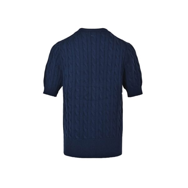 Polo Ralph Lauren Cable-Knit Cotton Short-Sleeve Cardigan- Navy Blue