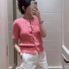 Polo Ralph Lauren Cable-Knit Cotton Short-Sleeve Cardigan- Pale Pink