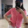 Polo Ralph Lauren Cable-Knit Cotton Short-Sleeve Cardigan- Pale Pink