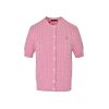 Polo Ralph Lauren Cable-Knit Cotton Short-Sleeve Cardigan- Pale Pink