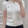 Polo Ralph Lauren Cable-Knit Cotton Short-Sleeve Cardigan- White