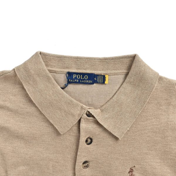 Polo Ralph Lauren Cotton Polo-Collar Knit Shirt- Camel Melange