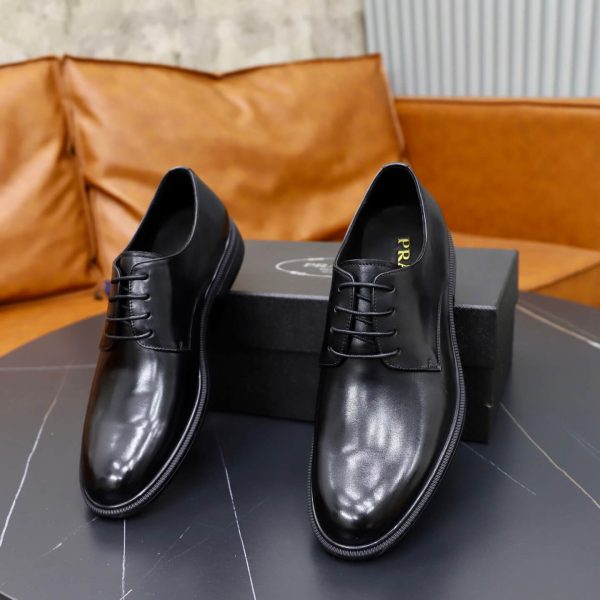 Prada Brushed Leather Derby Shoes – Classic Black (3) Prada Brushed Leather Derby Shoes – Classic Black