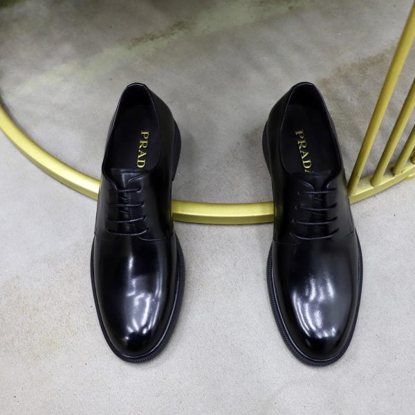 Prada Brushed Leather Derby Shoes – Classic Black (5) Prada Brushed Leather Derby Shoes – Classic Black