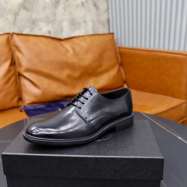 Prada Brushed Leather Derby Shoes – Classic Black (7) Prada Brushed Leather Derby Shoes – Classic Black