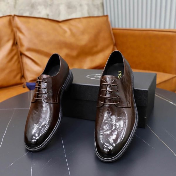 Prada Brushed Leather Derby Shoes – Fumè Brown (2) Prada Brushed Leather Derby Shoes – Fumè Brown