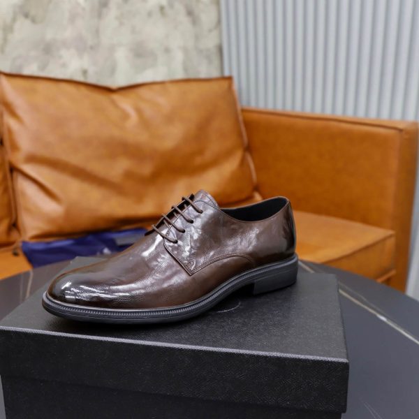 Prada Brushed Leather Derby Shoes – Fumè Brown (3) Prada Brushed Leather Derby Shoes – Fumè Brown
