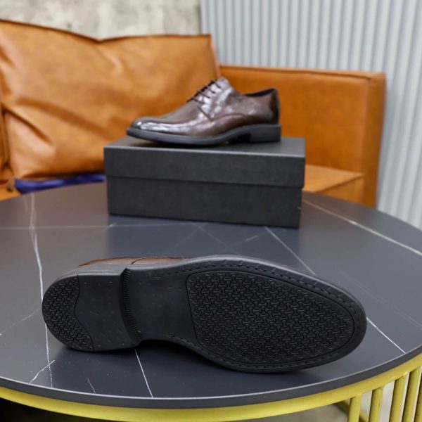 Prada Brushed Leather Derby Shoes – Fumè Brown (7) Prada Brushed Leather Derby Shoes – Fumè Brown