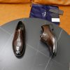 Prada Brushed Leather Derby Shoes – Fumè Brown (9) Prada Brushed Leather Derby Shoes – Fumè Brown