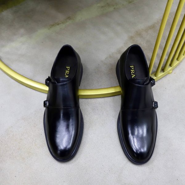 Prada Brushed Leather Double Monk Strap Shoes – Classic Black (2) Prada Brushed Leather Double Monk Strap Shoes – Classic Black