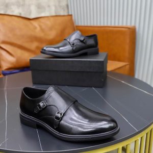 Prada Brushed Leather Double Monk Strap Shoes – Classic Black (3) Prada Brushed Leather Double Monk Strap Shoes – Classic Black