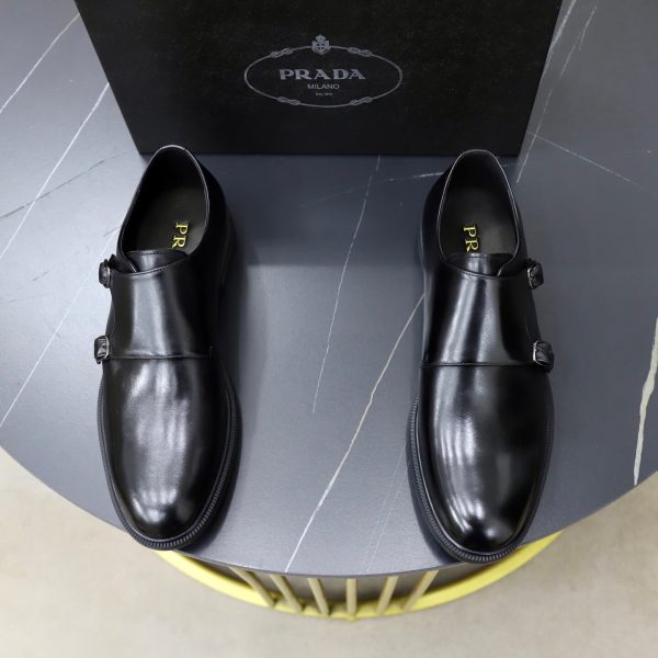 Prada Brushed Leather Double Monk Strap Shoes – Classic Black (5) Prada Brushed Leather Double Monk Strap Shoes – Classic Black
