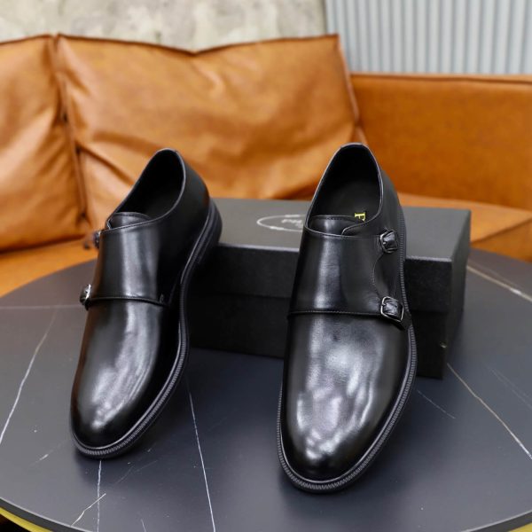 Prada Brushed Leather Double Monk Strap Shoes – Classic Black (6) Prada Brushed Leather Double Monk Strap Shoes – Classic Black