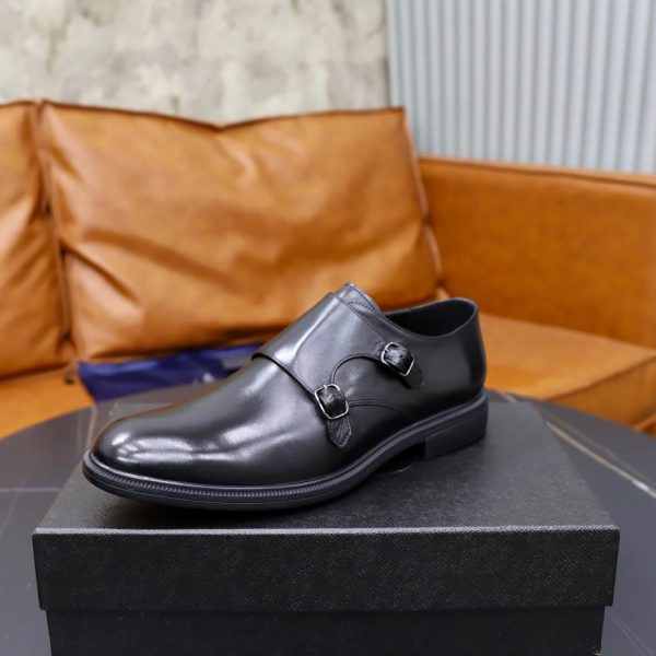 Prada Brushed Leather Double Monk Strap Shoes – Classic Black (8) Prada Brushed Leather Double Monk Strap Shoes – Classic Black
