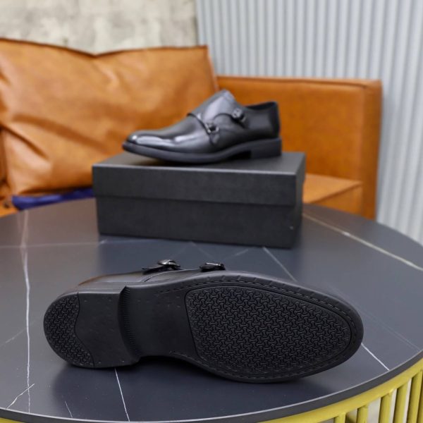Prada Brushed Leather Double Monk Strap Shoes – Classic Black (9) Prada Brushed Leather Double Monk Strap Shoes – Classic Black