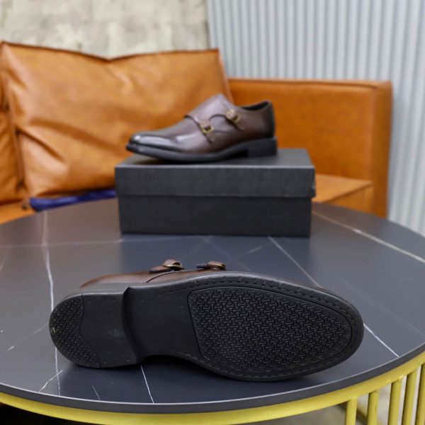 Prada Brushed Leather Double Monk Strap Shoes – Fumè Brown (5) Prada Brushed Leather Double Monk Strap Shoes – Fumè Brown