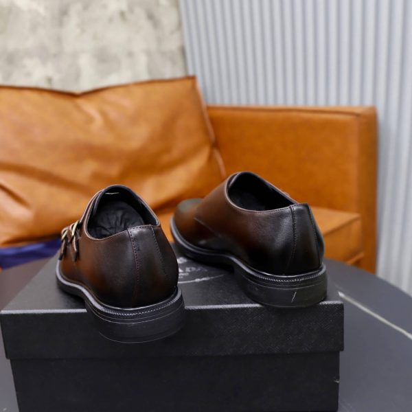 Prada Brushed Leather Double Monk Strap Shoes – Fumè Brown (7) Prada Brushed Leather Double Monk Strap Shoes – Fumè Brown