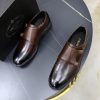 Prada Brushed Leather Double Monk Strap Shoes – Fumè Brown (9) Prada Brushed Leather Double Monk Strap Shoes – Fumè Brown