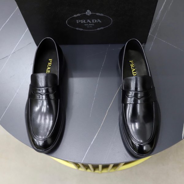 Prada Brushed Leather Penny Loafers – Classic Black