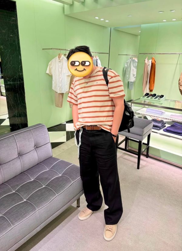 Prada Cotton Stripe T-Shirt- Camel (1) Prada Cotton Stripe T-Shirt- Camel