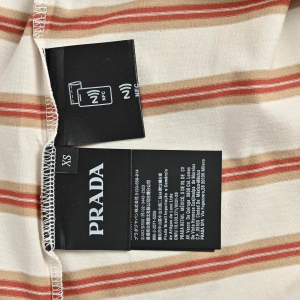Prada Cotton Stripe T-Shirt- Camel (3) Prada Cotton Stripe T-Shirt- Camel