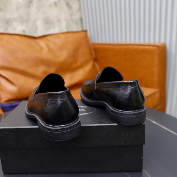 Prada Crinkled Leather Penny Loafers – Vintage Black